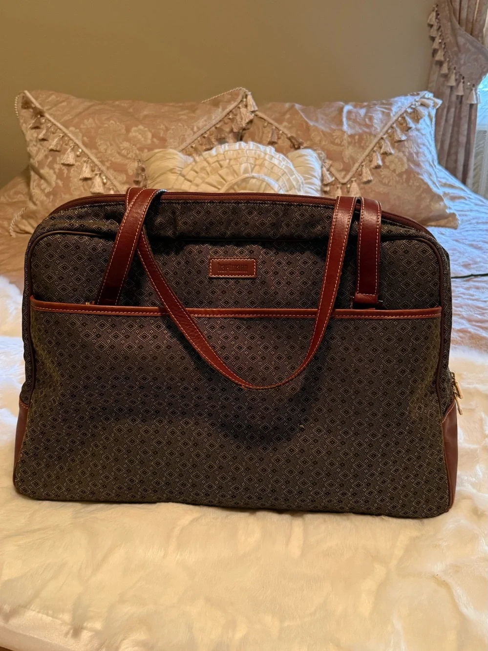 Hartmann Leather Trim Travel Tote / Laptop Bag Organizer – Very Good Condition